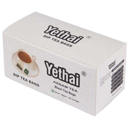 Yethai CTC Assam Black Dip Tea Bags,30 Tea Bags – 60gms | Tea Powder from Assam | No Chemicals | 100% Natural | Fresh Tea Powder | Easy to use and Carry