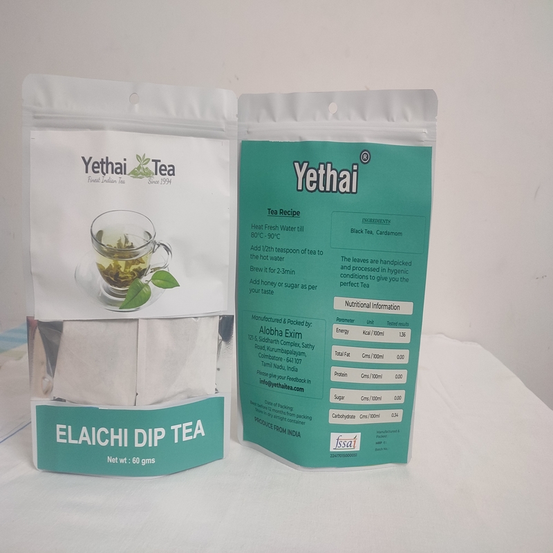 Cardamom Dip Tea | Elaichi Dip Tea | Flavoured Dip Tea,30 Tea Bags – 60gms | No Chemicals | 100% Natural Tea | Fresh Flavored Tea Sachets