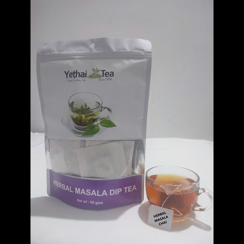 Herbal Masala Dip Tea, 30 Tea Bags-60g | CTC Black Tea with 18+ Herbs and Spices |Natural Spice Black Tea from India | No Chemicals