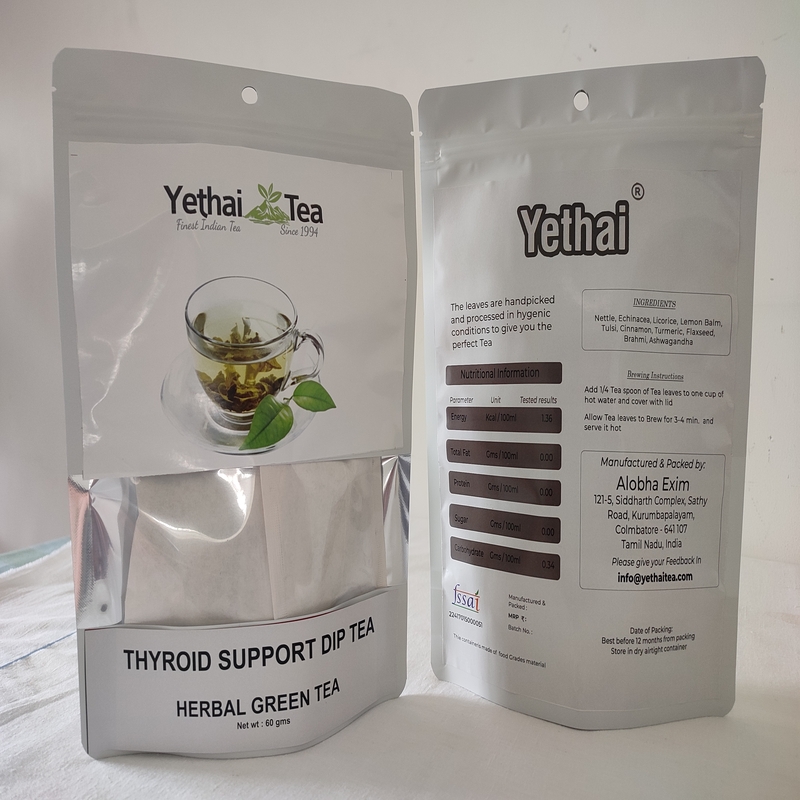 Thyroid Support Tea Bag | Thyroid Tea | Anti Thyroid Tea | Herbal Green Tea , 30 Tea Bags-60g | 100% Natural | Fresh Green Tea Powder with Herbs