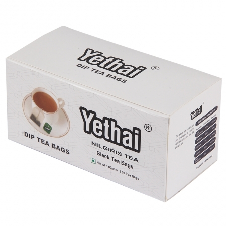Yethai CTC Nilgiris Black Dip Tea Bags,30 Tea Bags – 60gms | Tea Powder from Nilgiris | No Chemicals | 100% Natural | Fresh Tea Powder | Easy to use and Carry